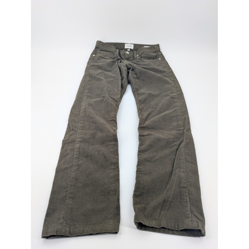 Frame L'Homme Slim Corduroy Pants Mens Size 30x30 Green Stretch Designer Minimal